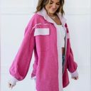 POL  Two Tone Button Front Oversized Shacket Size L/XL in Punch Pink Photo 3