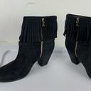 Lauren Ralph Lauren Mara Black Oiled Suede Fringe Heel Booties Sz 8 Photo 8