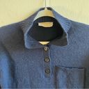 Everlane  Sweater Blue Heather Ink ReCashmere Button Mock Neck Sz XS GUC Preppy Photo 5