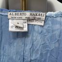 Alberto Makali  Blouse Top Womans Small Geometric Blue Long Sleeve V Neck Beaded Photo 1