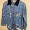 Christopher & Banks  90s Vintage Denim Corduroy Collar Sports Embroidered Jacket Photo 5