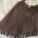 Vera Pelle  Brown Suede Leather Fringe Boho Cape Poncho Western Italian Photo 2