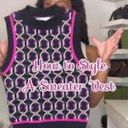 SO  Retro Sweater Vest Preppy Black Fuchsia Crop High Neck Vest Junior Medium NEW Photo 12