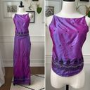 Vintage 90s Magazine 2pc Silk Iridescent Halter Top Maxi Skirt Magenta Purple S Photo 2