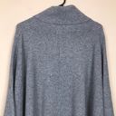 Tahari  Women’s Wool Yak Knit Gray Striped Drape Hem Cowl Neck Sweater Poncho Photo 5