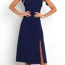 Petal and Pup  Laurel Navy Blue Tie Shoulder Side Slit Midi Dress 4 Photo 0