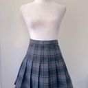 American Apparel  Navy Blue Plaid Pleated Mini Skirt Photo 3