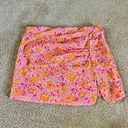 ZARA Paisley Pink Linen Mini Scrunch Skirt Photo 5