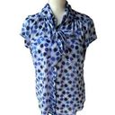 Ny&co NY &  Womens Blue Multi Polka Dot bow Top Size Large Photo 0