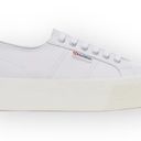 Superga new  ★ 2790 Platform Napa Leather Sneakers ★ Optical White Silver ★ 8.5M Photo 3