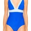 DKNY  LAPIS Plunging Colorblocked One-Piece Swimsuit, US Size 10 NEW Blue Photo 0