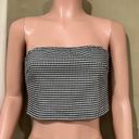 Honey Punch  Women's Black & White Checkered Strapless Crop Top Size L Photo 4