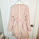 Aura  It's A Look Light Pink Plaid Coat Tie Double Breast Pearl Button M J NWT Photo 7