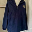 Champion Cutest Navy Blue Oversized Marquette University Half Zip Windbreaker Jacket Photo 0