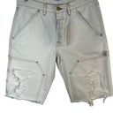 Frame  Le Slouch Women Distressed Off White Denim Bermuda Utility Jean Shorts 26 Photo 0