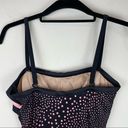 NWT Vintage Robby Len Y2K Polka Dot Ruffle One Piece Swimsuit Sz 14 Pin Up Style Black Photo 7