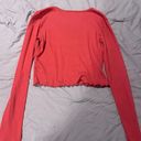 American Eagle Hot Pink  Outfitters Long Sleeve Cropped Top Photo 1