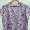 Christopher & Banks Womens Pastel Floral Top Purple Lilac Paisley Lightweight Textured Blouse Photo 1