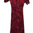 Abel the label  Dress Small High Low Maxi Purple Red Floral Short Sleeve Swing Photo 4