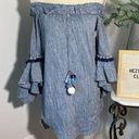 MISA Los Angeles  Vanessa Denim Off Shoulder Mini Dress Photo 0