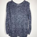 Caslon  Zip Back High Low Linen Blend Melange Knit Sweater Gray Size 1 Photo 0