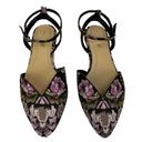 Shoedazzle Embroidered Pointed Toe Flats Sandals Size 8  Black Pink Photo 2