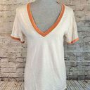 Treasure & Bond  Womens Beige Orange V Neck Tee Short Sleeve T-Shirt Size Medium Photo 0