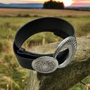 Coldwater Creek  Womens Belt Sz 1X/2X Black Adjustable Crescent Moon Silver Black Photo 0