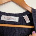 Karen Scott  || Navy Blue Cable Knitted Vest Photo 2