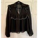 Free The Roses  NWT black ruffled Swiss dot blouse Photo 1