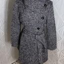 GUESS |  Black & White Tweed Wool Blend Coat Belted Photo 3