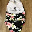 Cupshe one piece swimsuit halter tie black floral padded ruched women’s size XL Photo 1