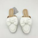 Revolve NWT Samilor White Bow Mule Sandal Flats Size 7 Bridal Round Toe Comfort Photo 2