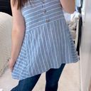 BeachLunchLounge  blue striped tunic top size large linen cotton blend Photo 0