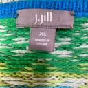 J.Jill  Pullover Sweater Fair Isle Stripe Patterned Crewneck Blue Green Womens XL Photo 6