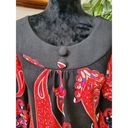 Aryeh  Women Black/Red Polyester Round Neck Long Sleeve Knee Length Dress Size L Photo 5