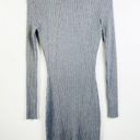Kendall + Kylie  Gray Ribbed Long Sleeve Keyhole‎ V Neck Sweater Dress Medium Photo 4