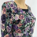 Divided H&M  (6) Purple Floral Button Up Long Sleeve Vintage Rose Cardigan Photo 2