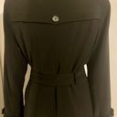 Gallery NWT  Water Resistant Long Black Coat With Removable Hood Liner & Belt Photo 11