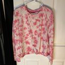 DKNY Jeans Pink and White Water Color Acid Wash 100% Cotton Sweater Photo 0