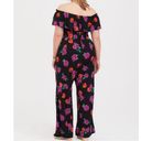 Torrid  Black‎ Pink Floral Off Shoulder Challis Jumpsuit 1X Photo 2