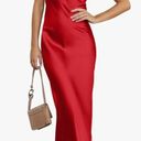 Merokeety Red Satin Strapless Dress Photo 0