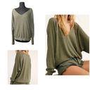 We The Free Free People Santa Clara Thermal Shirt Top Long Sleeve Green size L Photo 1