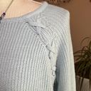 a.n.a  Crewneck Sweater Criss-Cross Sleeve Detail Size XL Light Blue Photo 1
