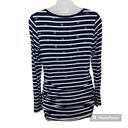 Motherhood Maternity  Navy and White Striped Long Sleeve V-Neck Tee Size Small Photo 1