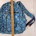 Vera Bradley  Lighten Up Grand Cuban Tiles Womens Backpack Blue Laptop Bag Photo 5