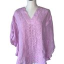 Chico's NWOT CHICO’S Embroidered Poncho Lilac Linen Cotton S/M Photo 4