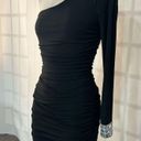 City Triangles  Black Ruched Bodycon One Shoulder Mini Dress Size S Photo 2