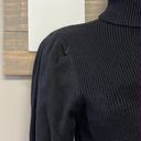 Lucca Couture Luca Black Turtleneck Ribbed Sweater with Slight Bubble Shoulder Sleeves- Medium Photo 2