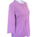 L.L.Bean  Supima Cotton Blouse Half Button Up Shirt Purple Womens Size XS Regular Photo 2